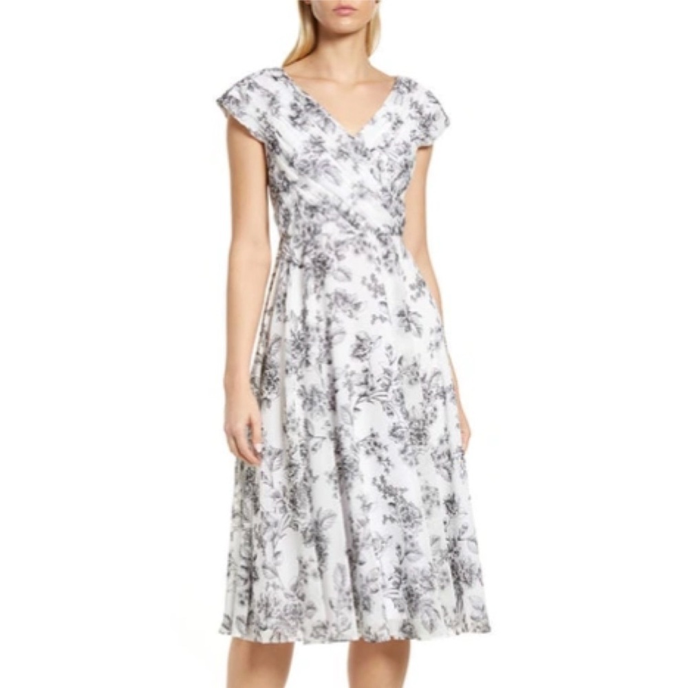 Rachel Parcell Floral Midi Dress in White and Black